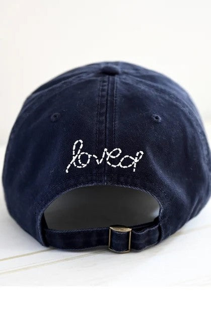 kerri rosenthal baseball hat indigo with white heart