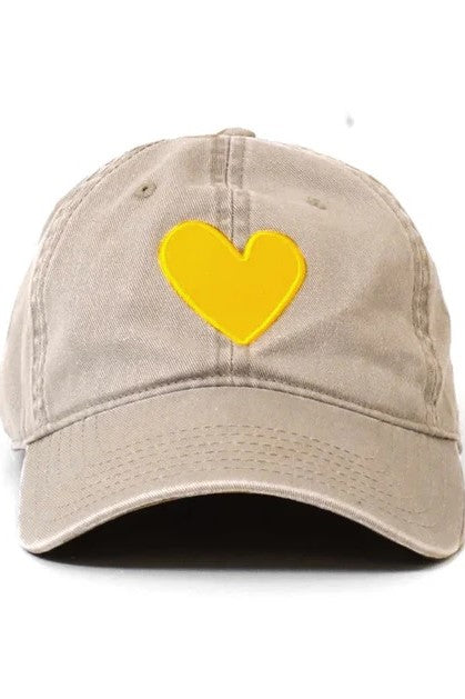 kerri rosenthal baseball hat sand with sunshine yellow heart