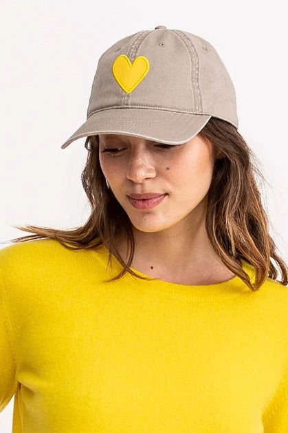 kerri rosenthal baseball hat sand with sunshine yellow heart