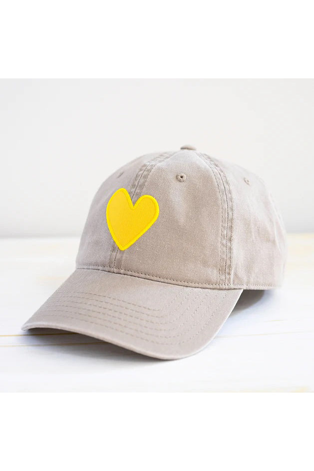 kerri rosenthal baseball hat sand with sunshine yellow heart