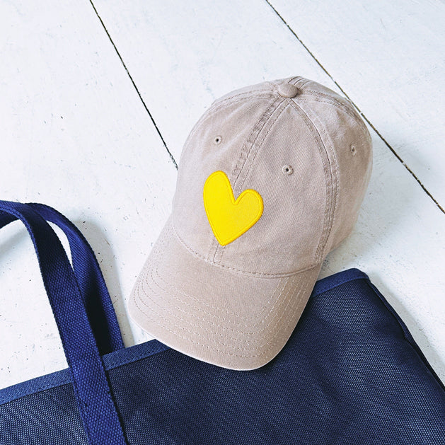 kerri rosenthal baseball hat sand with sunshine yellow heart