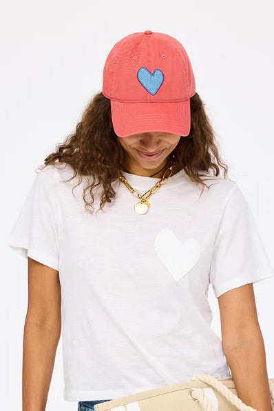 kerri rosenthal baseball hat poppy red denim blue