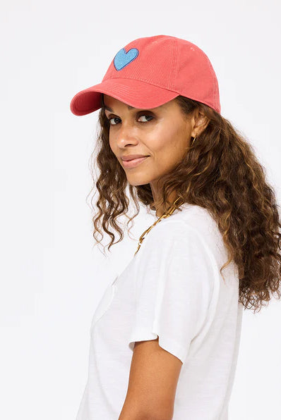 kerri rosenthal baseball hat poppy red denim blue