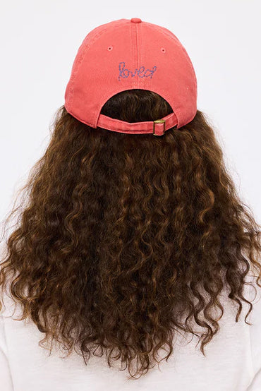 kerri rosenthal baseball hat poppy red denim blue