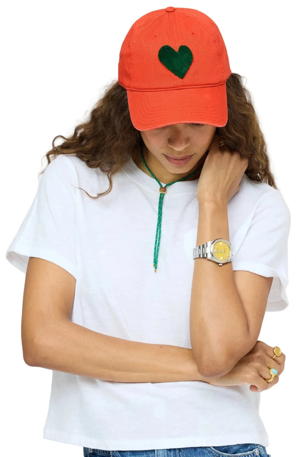 kerri rosenthal baseball hat tomato green velvet