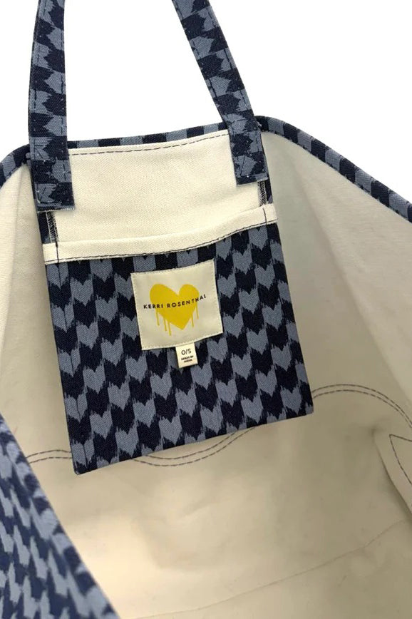 kerri rosenthal heart in check tote blue