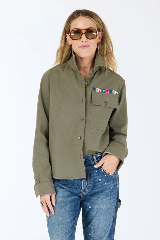 kerri rosenthal pia love brigade shirt army green