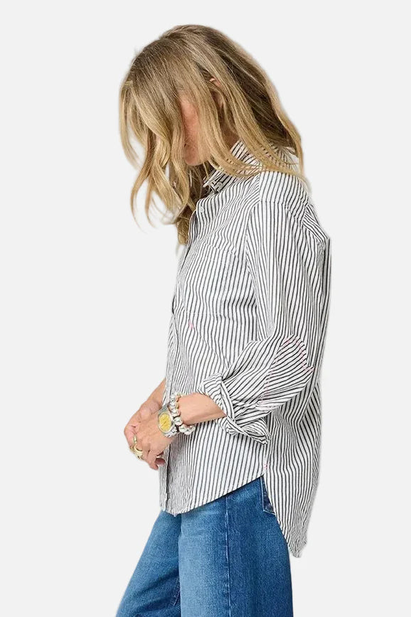 kerri rosenthal mia shirt black white stripe