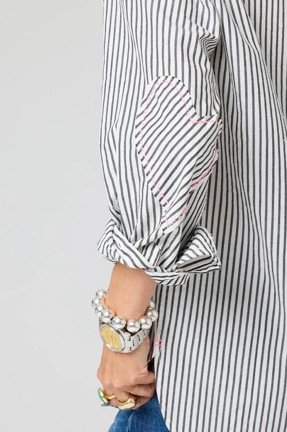 kerri rosenthal mia shirt black white stripe