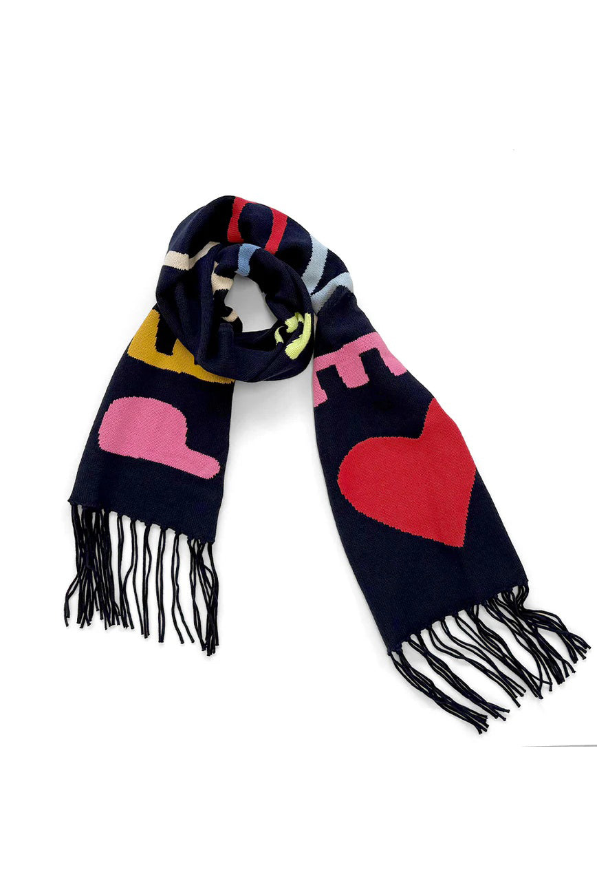 kerri rosenthal peace & love scarf indigo