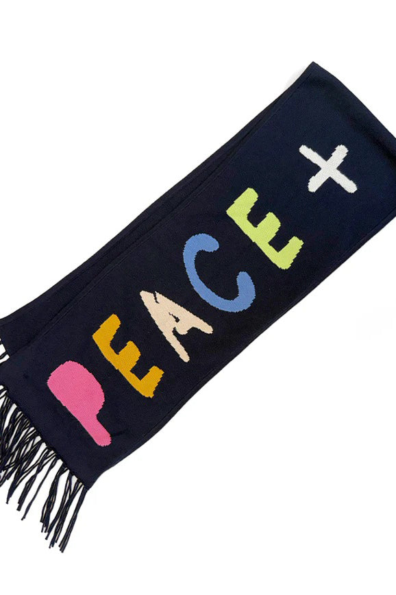 kerri rosenthal peace & love scarf indigo