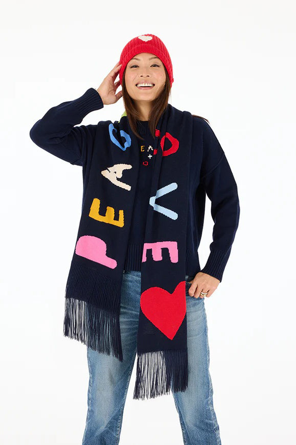 kerri rosenthal peace & love scarf indigo