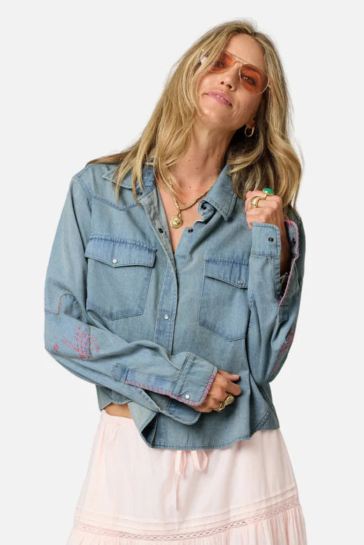 kerri rosenthal western pia shirt true denim