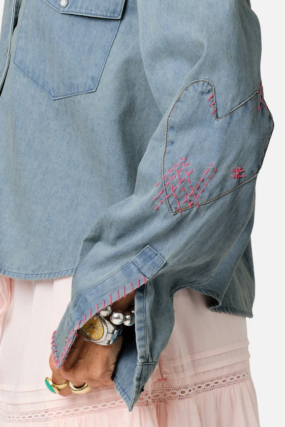 kerri rosenthal western pia shirt true denim