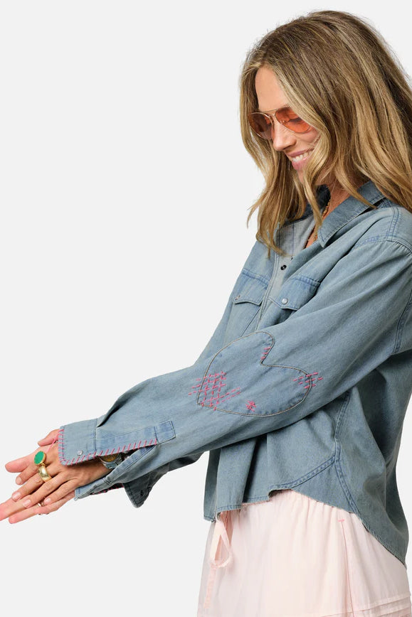 kerri rosenthal western pia shirt true denim