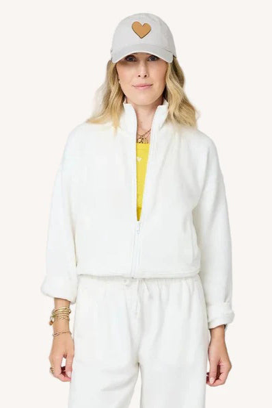 kerri rosenthal zip up mock neck sweatshirt cream