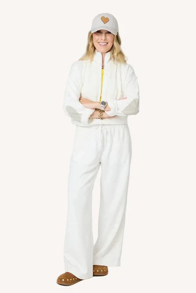 kerri rosenthal zip up mock neck sweatshirt cream