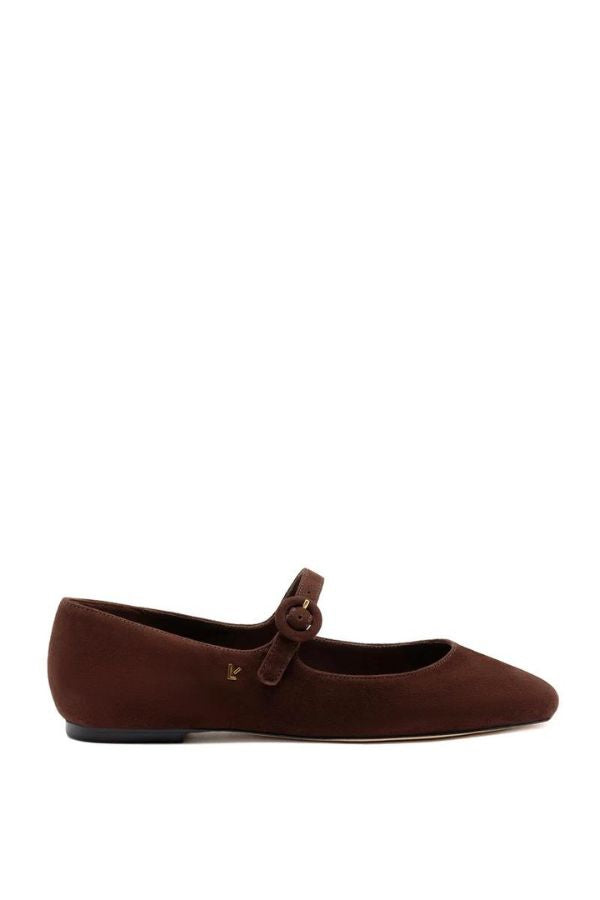 larroude blair ballet flat brown suede 