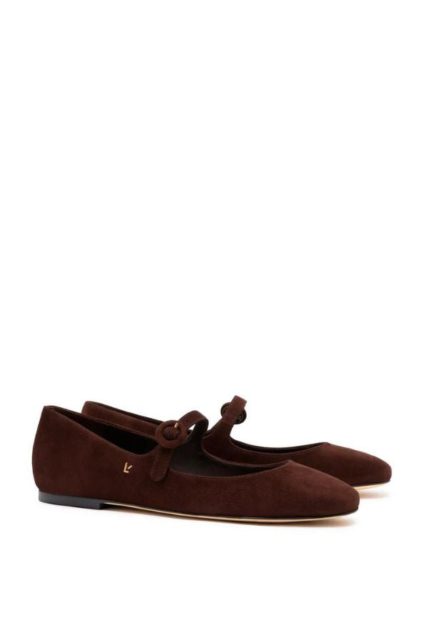 larroude blair ballet flat brown suede 