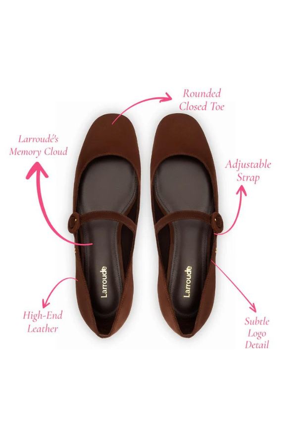 larroude blair ballet flat brown suede 