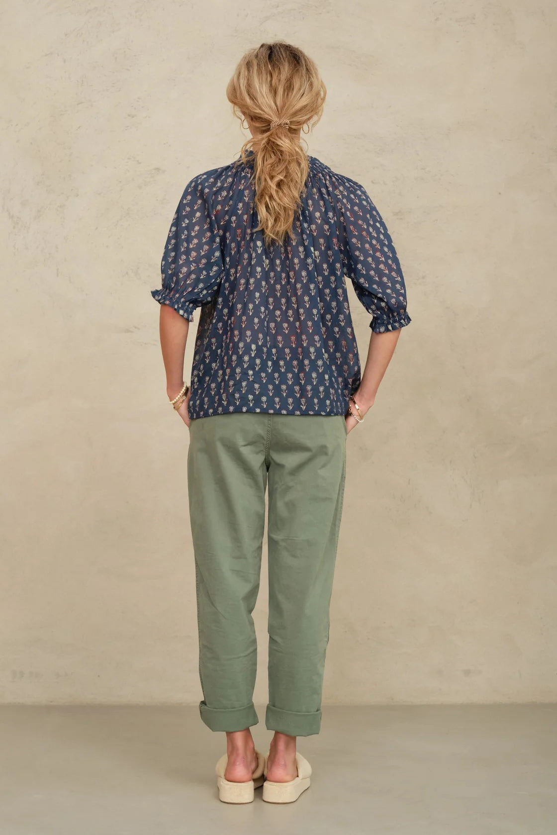 m.a.b.e ari short sleeve top indigo