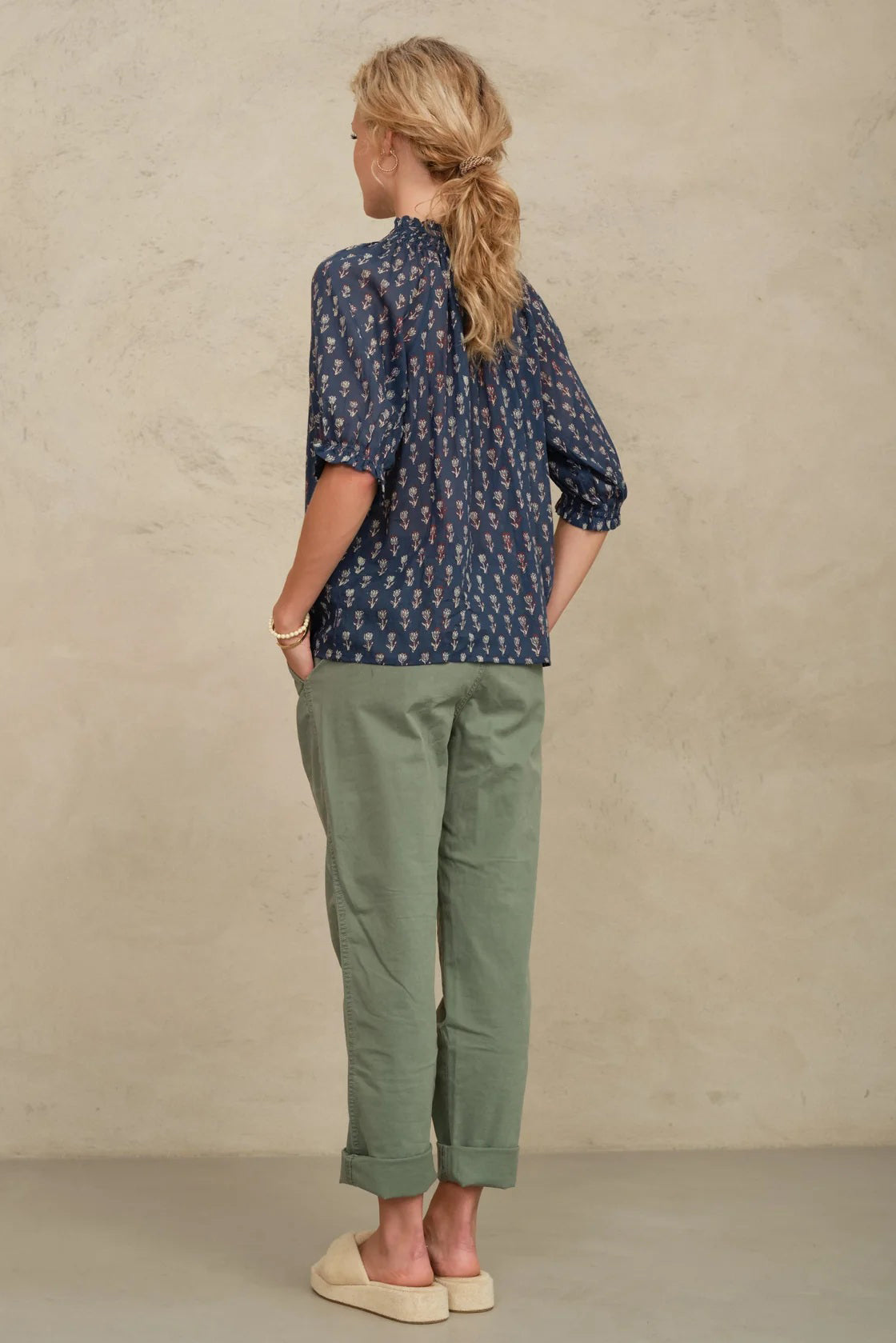 m.a.b.e ari short sleeve top indigo