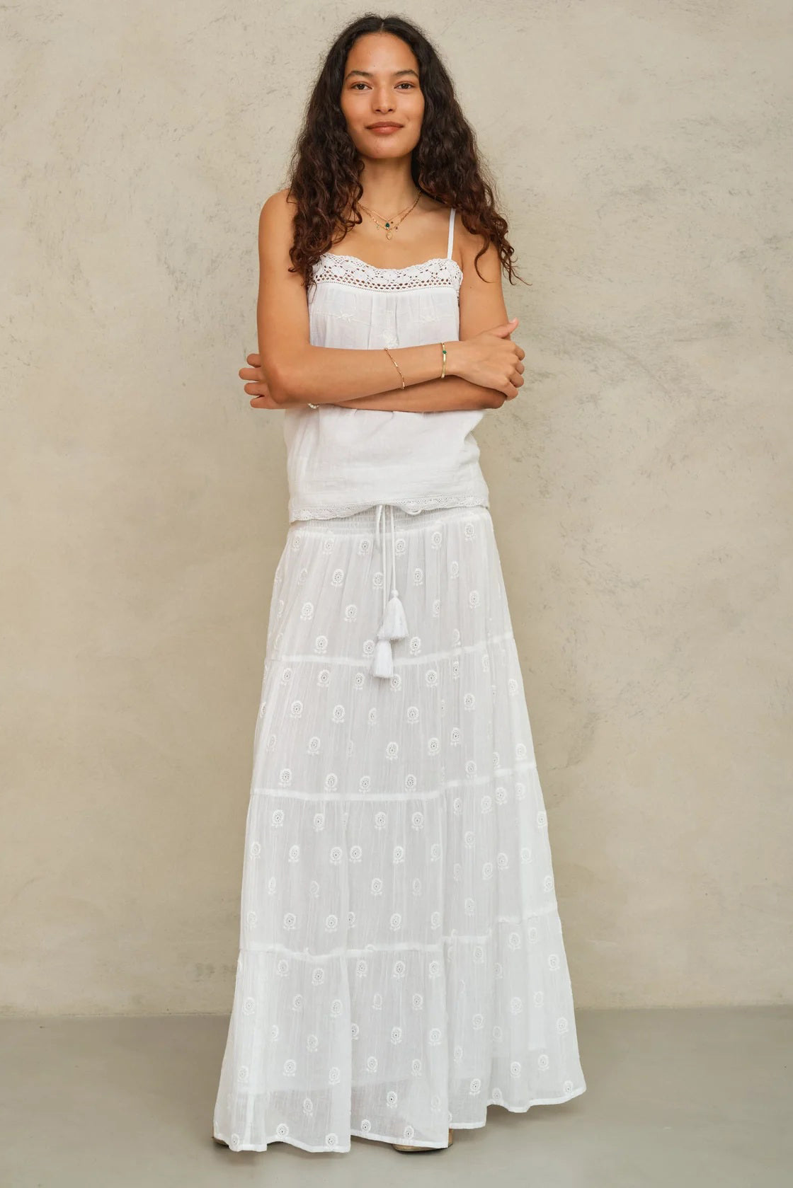 m.a.b.e frani maxi skirt white