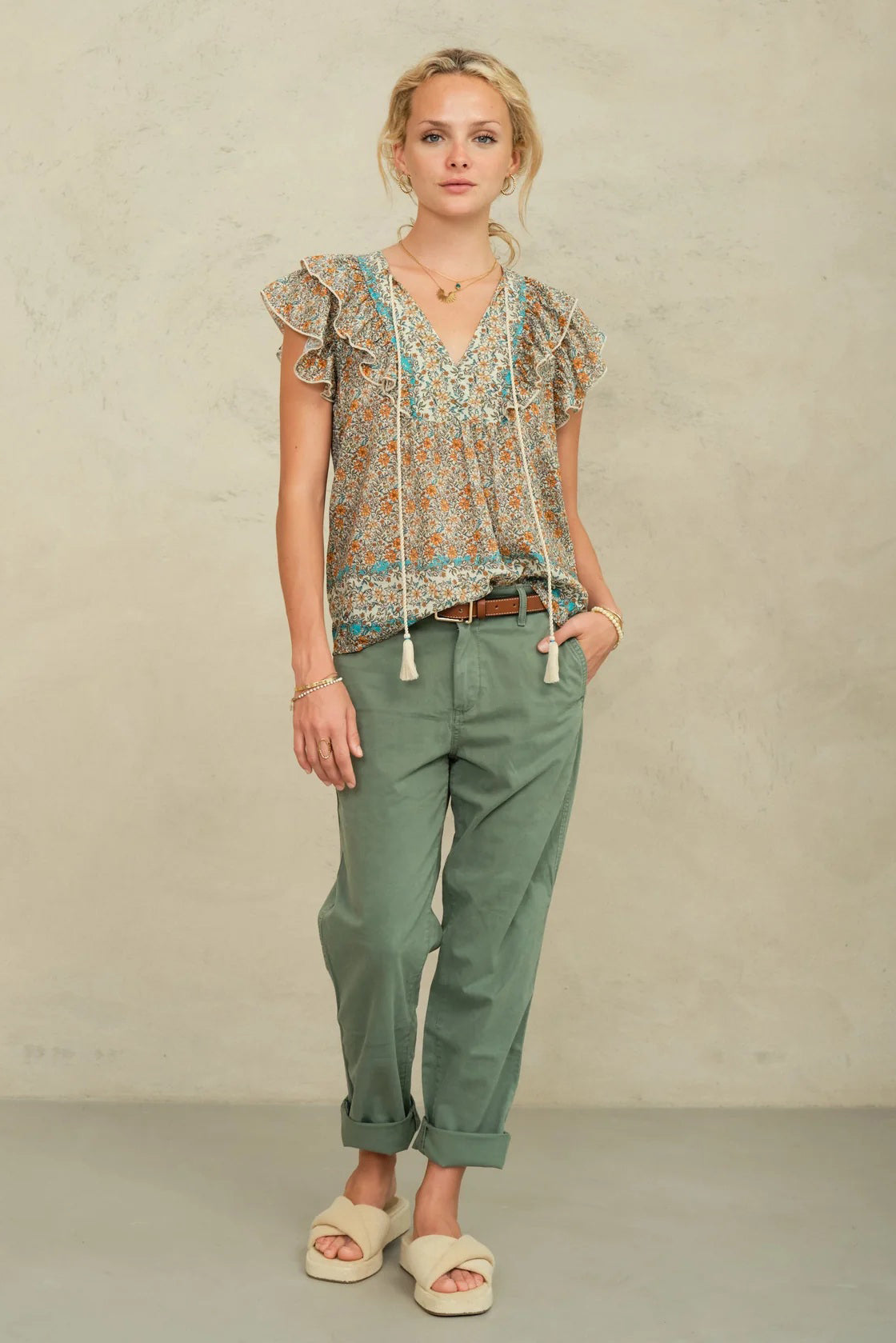 m.a.b.e jaci frill top