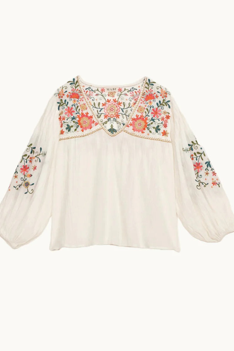 m.a.b.e loren top ecru multi
