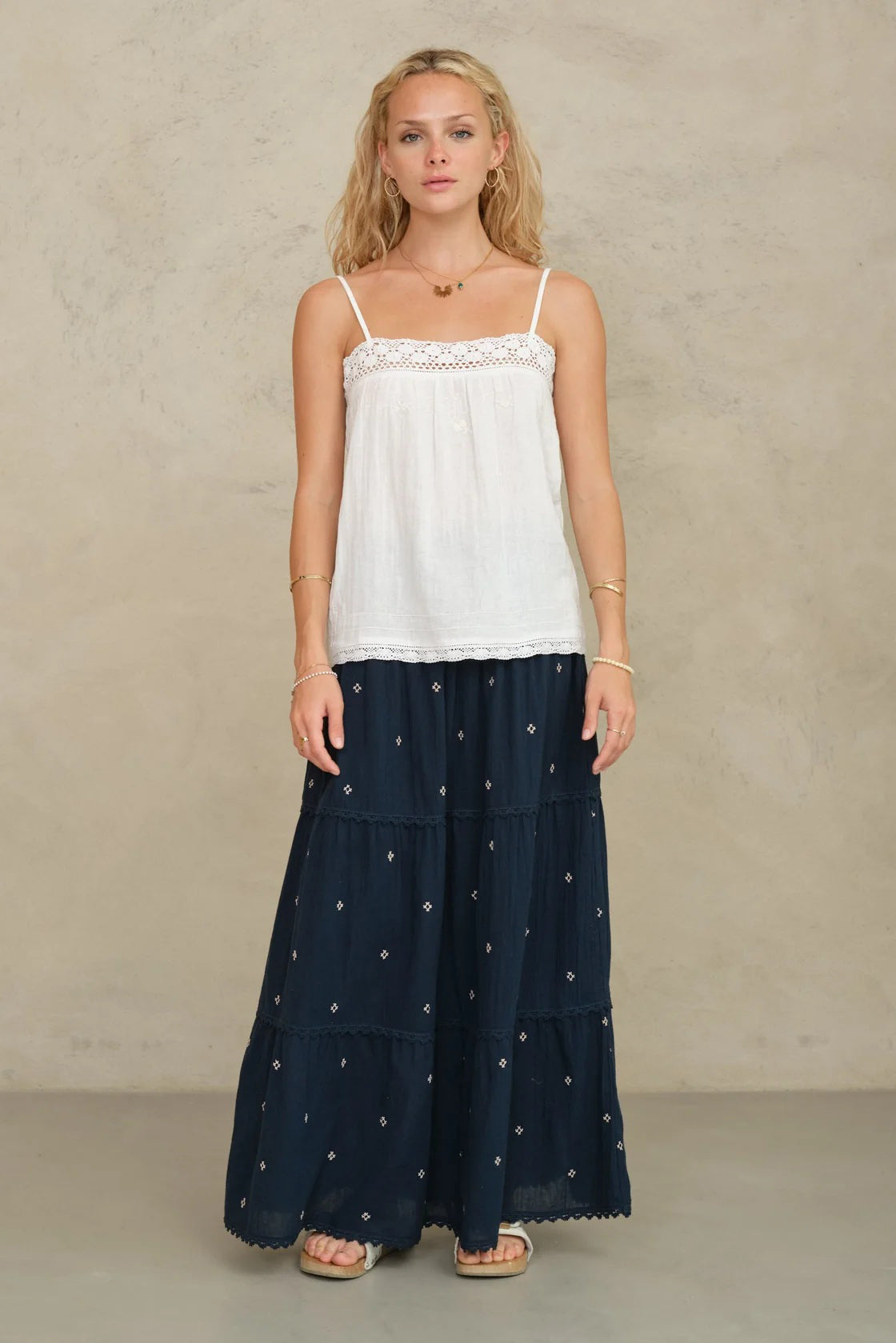 m.a.b.e lucca maxi skirt indigo