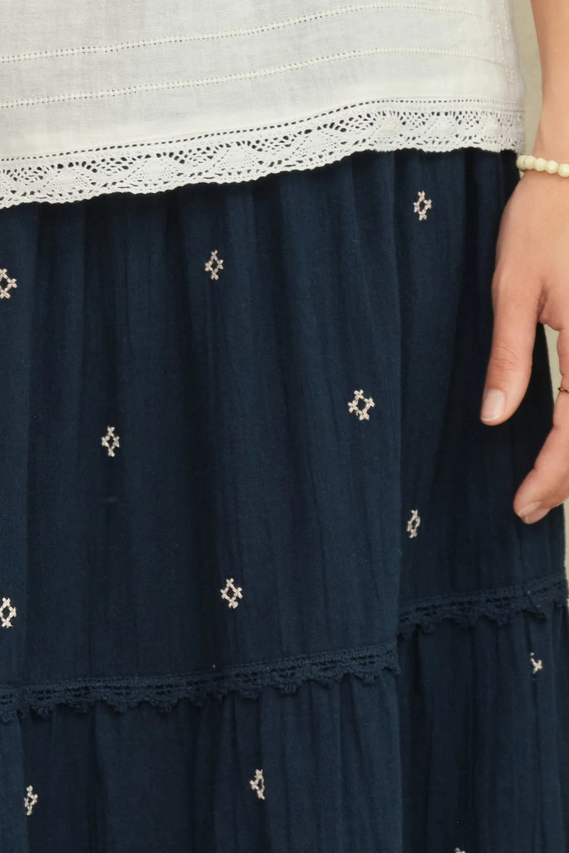 m.a.b.e lucca maxi skirt indigo