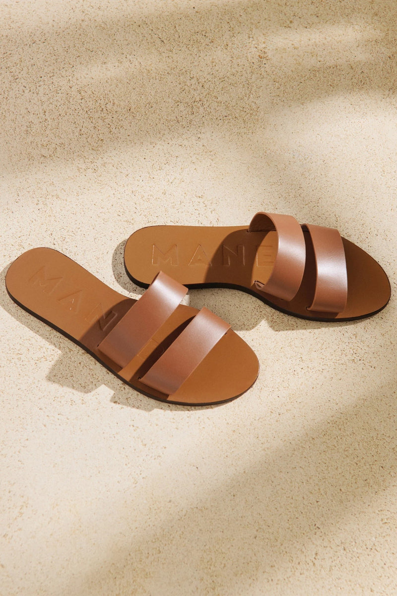 manebi leather two bands sandal tan