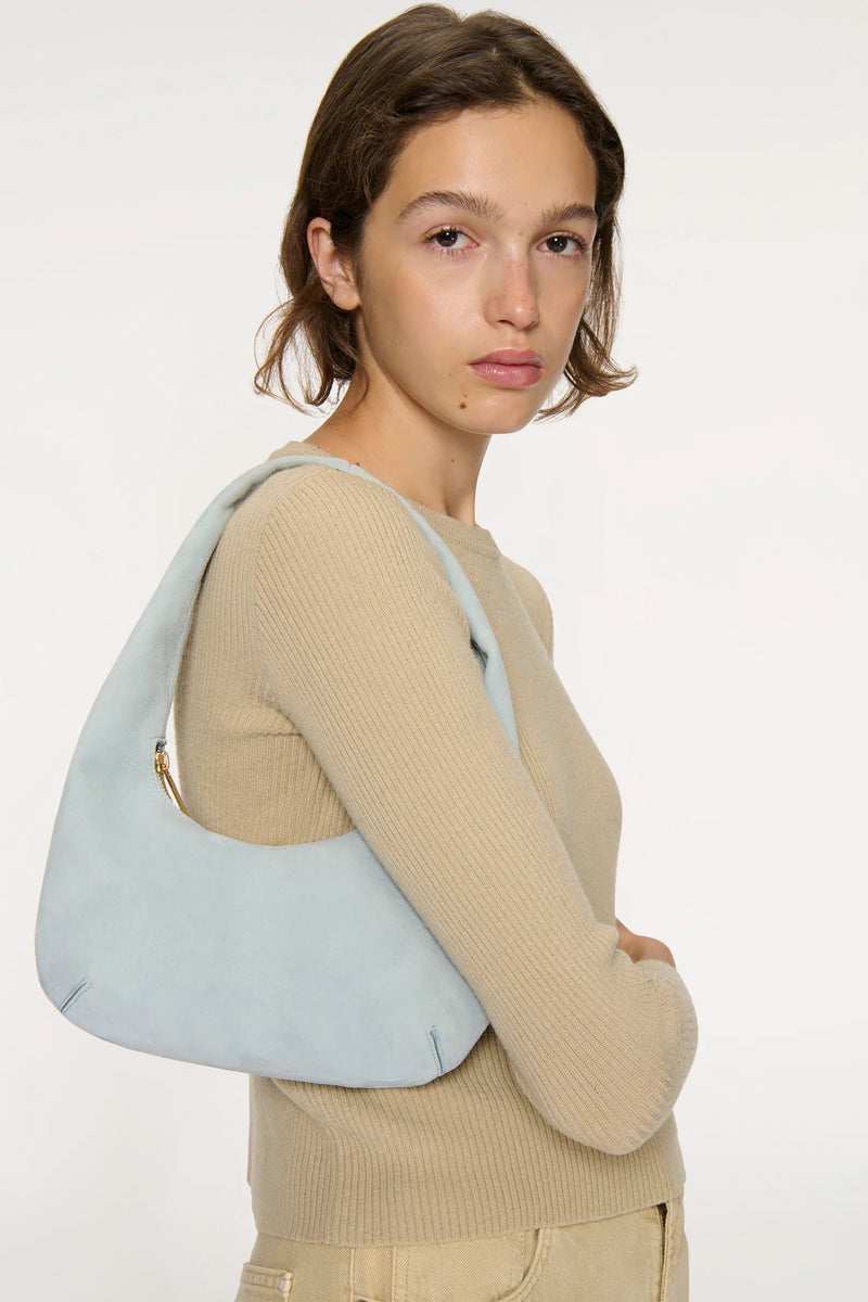 mansur gavriel mini gnocchi bag baby blue suede