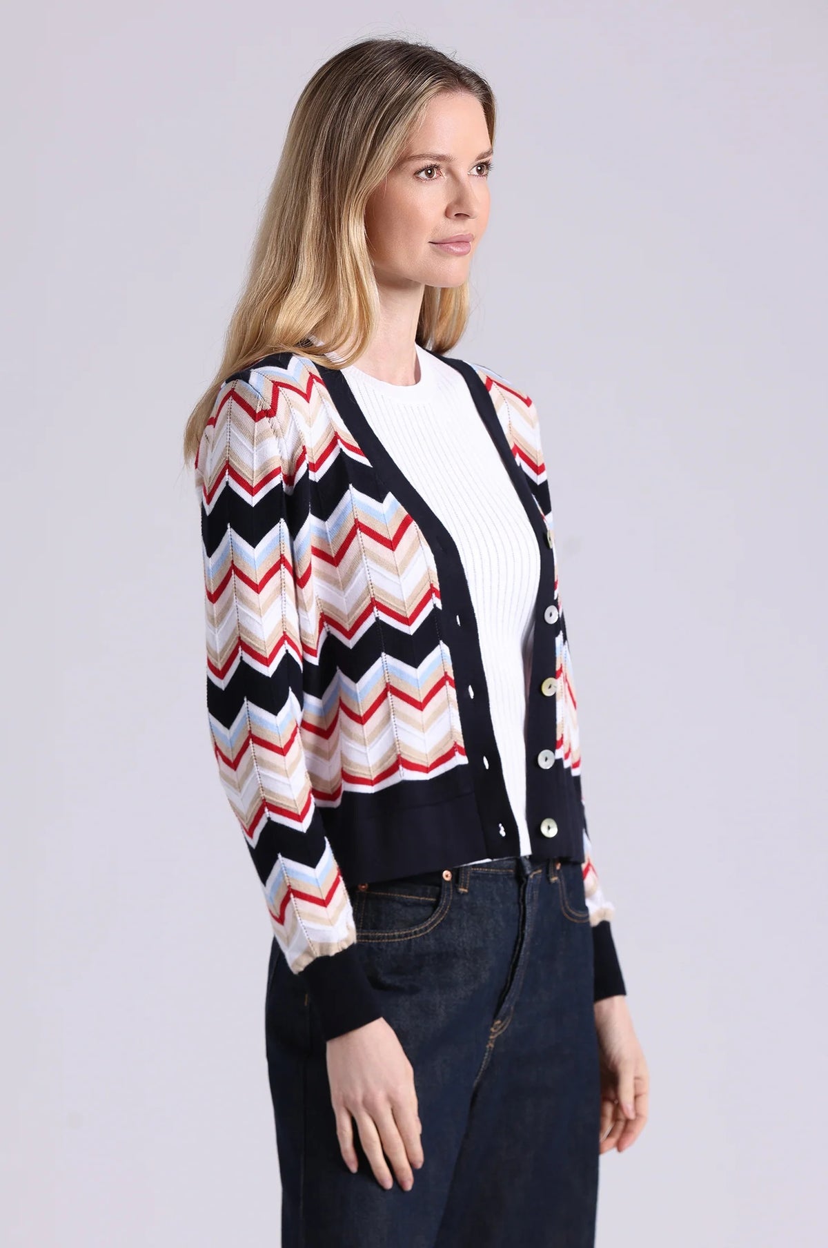 minnie rose chevron v-neck cardigan
