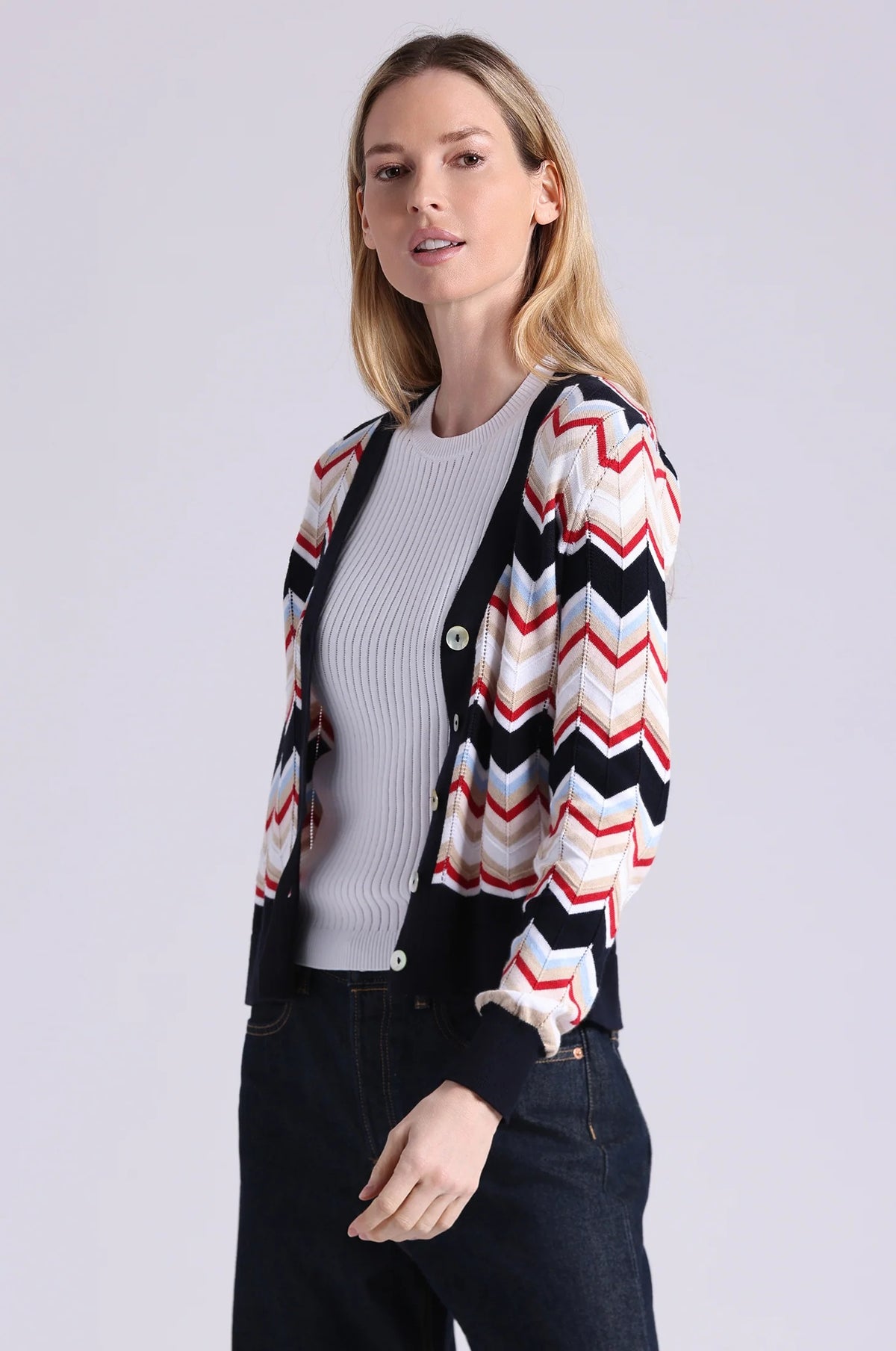 minnie rose chevron v-neck cardigan