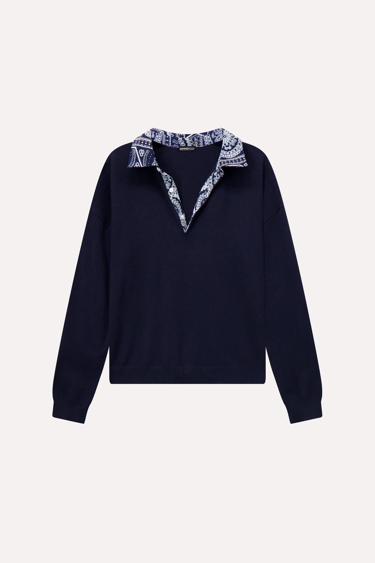 minnie rose bandana collar pullover navy