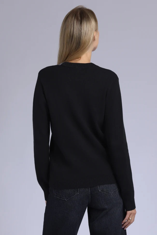 minnie rose cardigan with contrast placket black charcoal grey