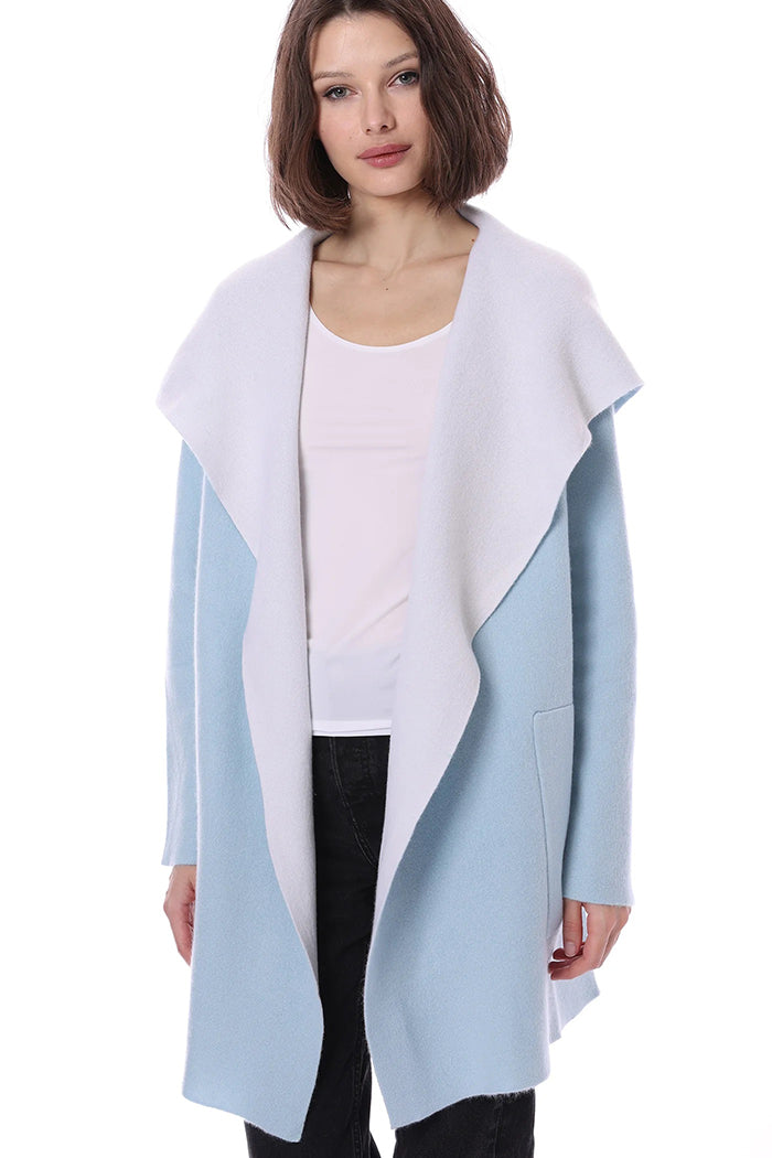 minnie rose cashmere hooded coat baby blue white