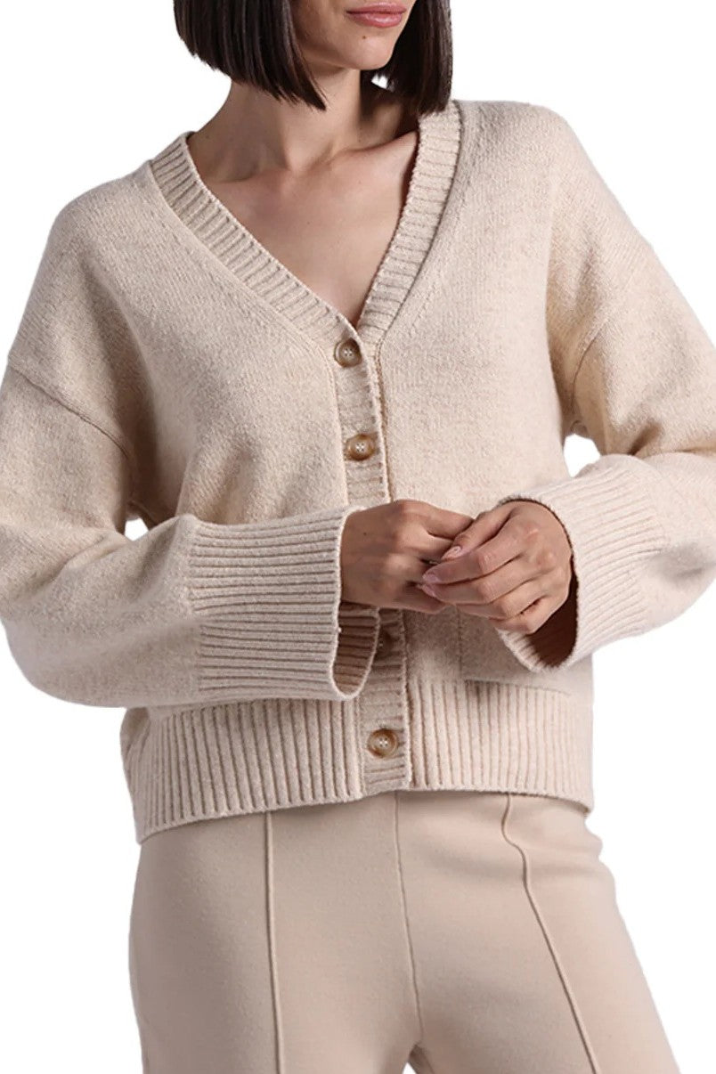 minnie rose luxe cotton cardigan wheat
