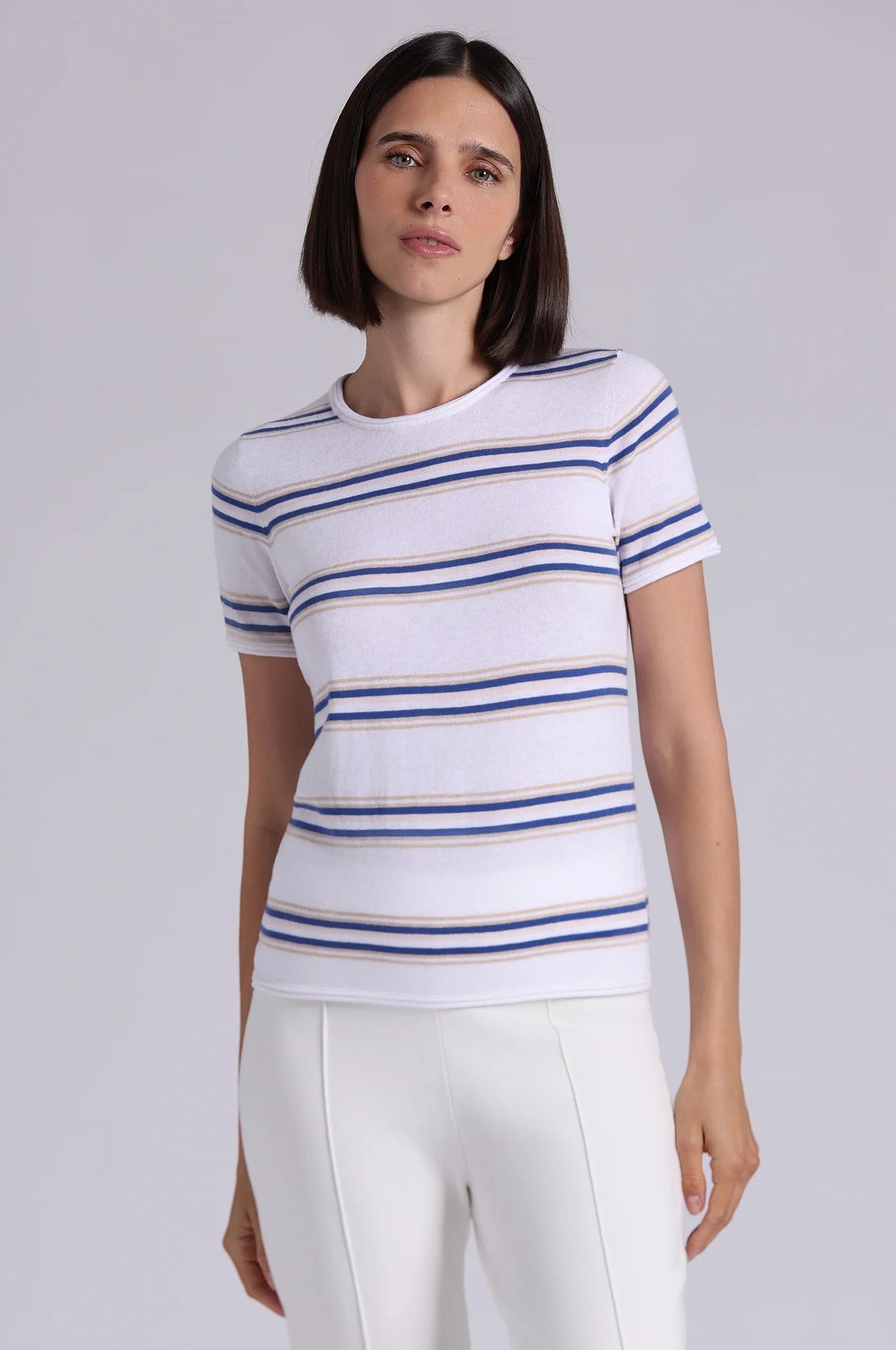 minnie rose short sleeve striped tee