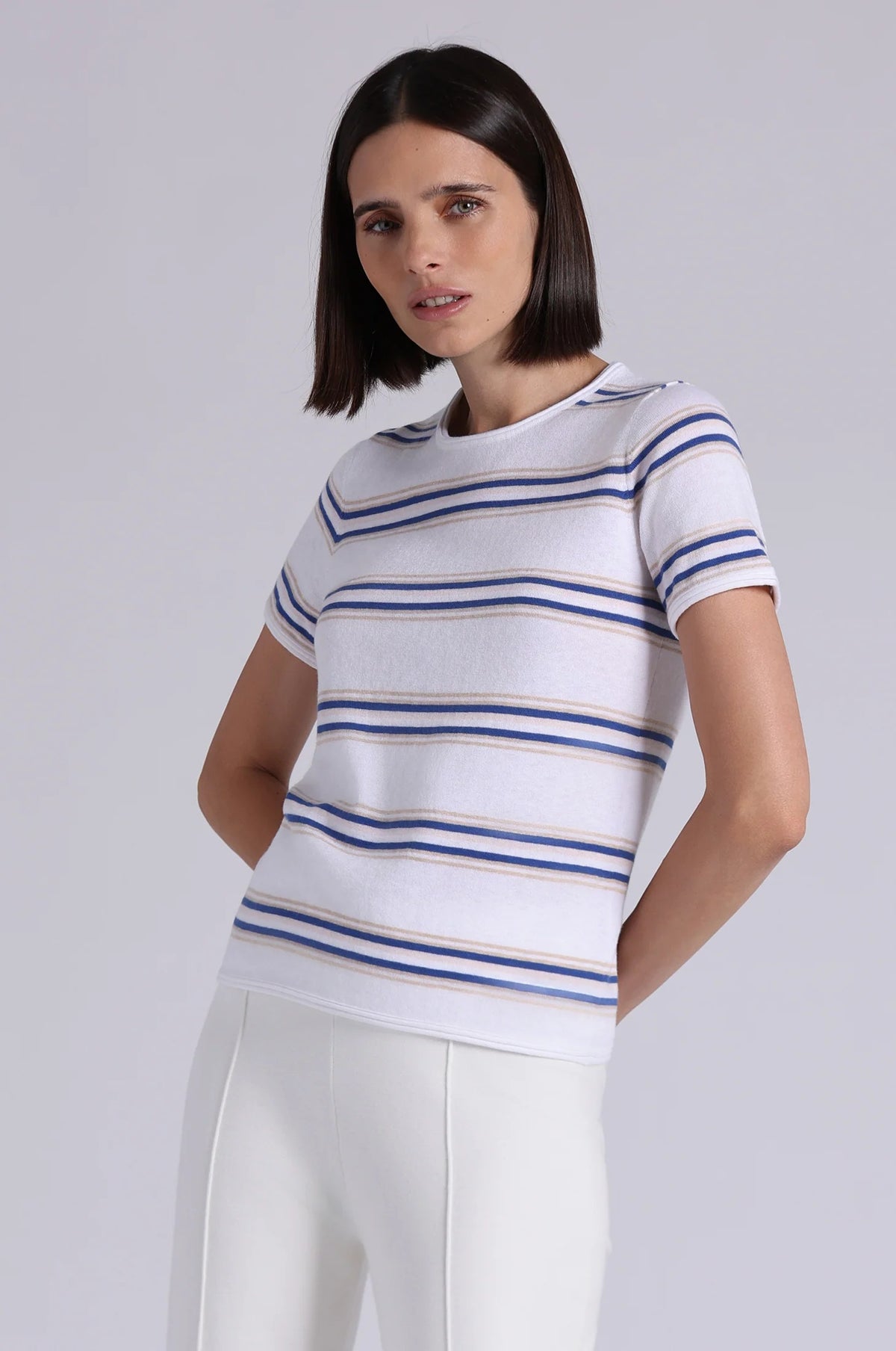 minnie rose short sleeve striped tee