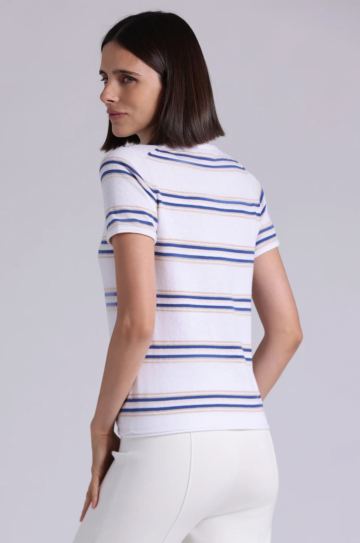 minnie rose short sleeve striped tee