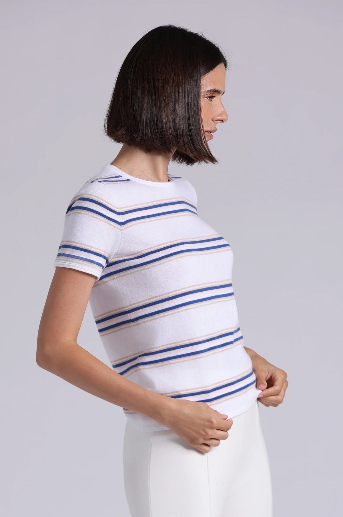 minnie rose short sleeve striped tee