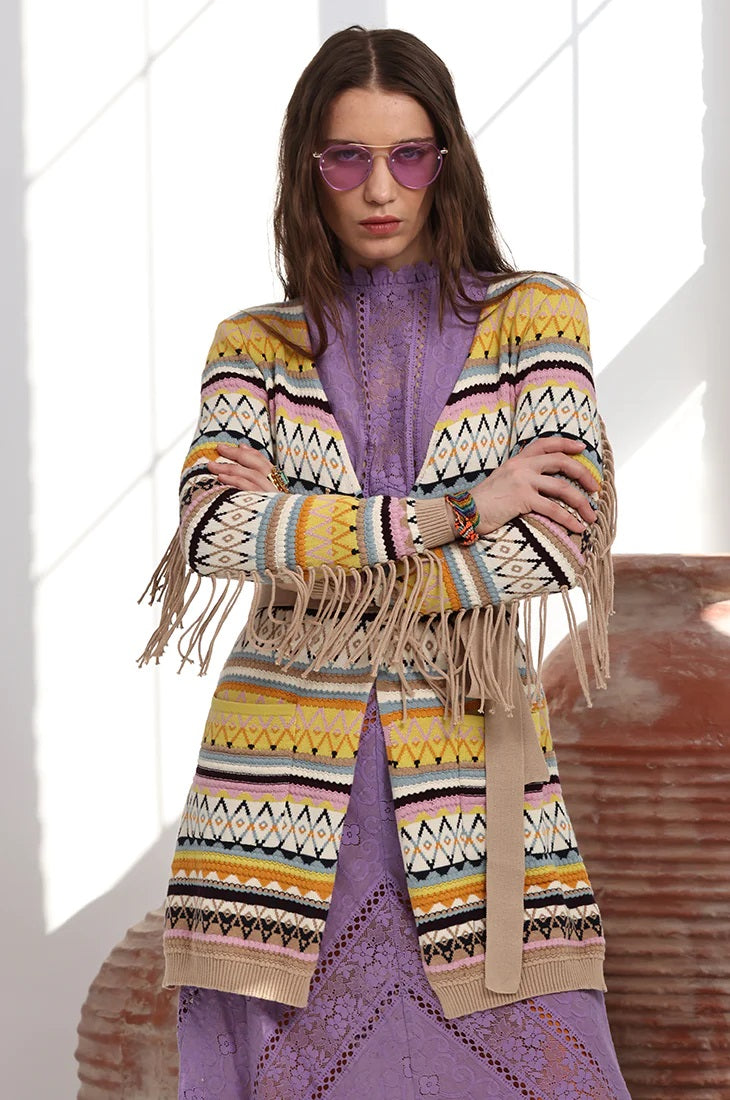 minnie rose fair isle belted cardi