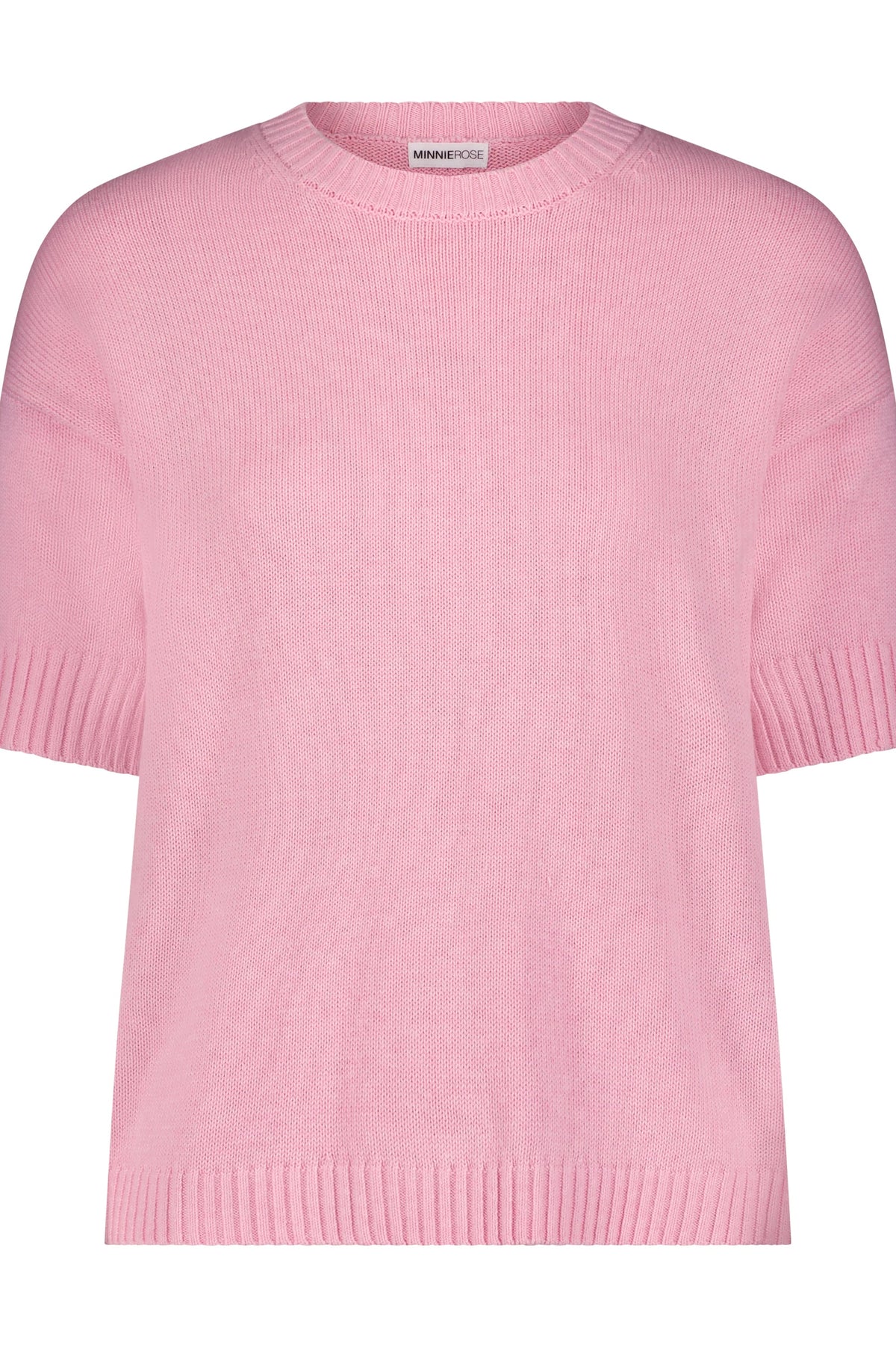 minnie rose cotton/cashmere short sleeve crew neck top sweet blush 