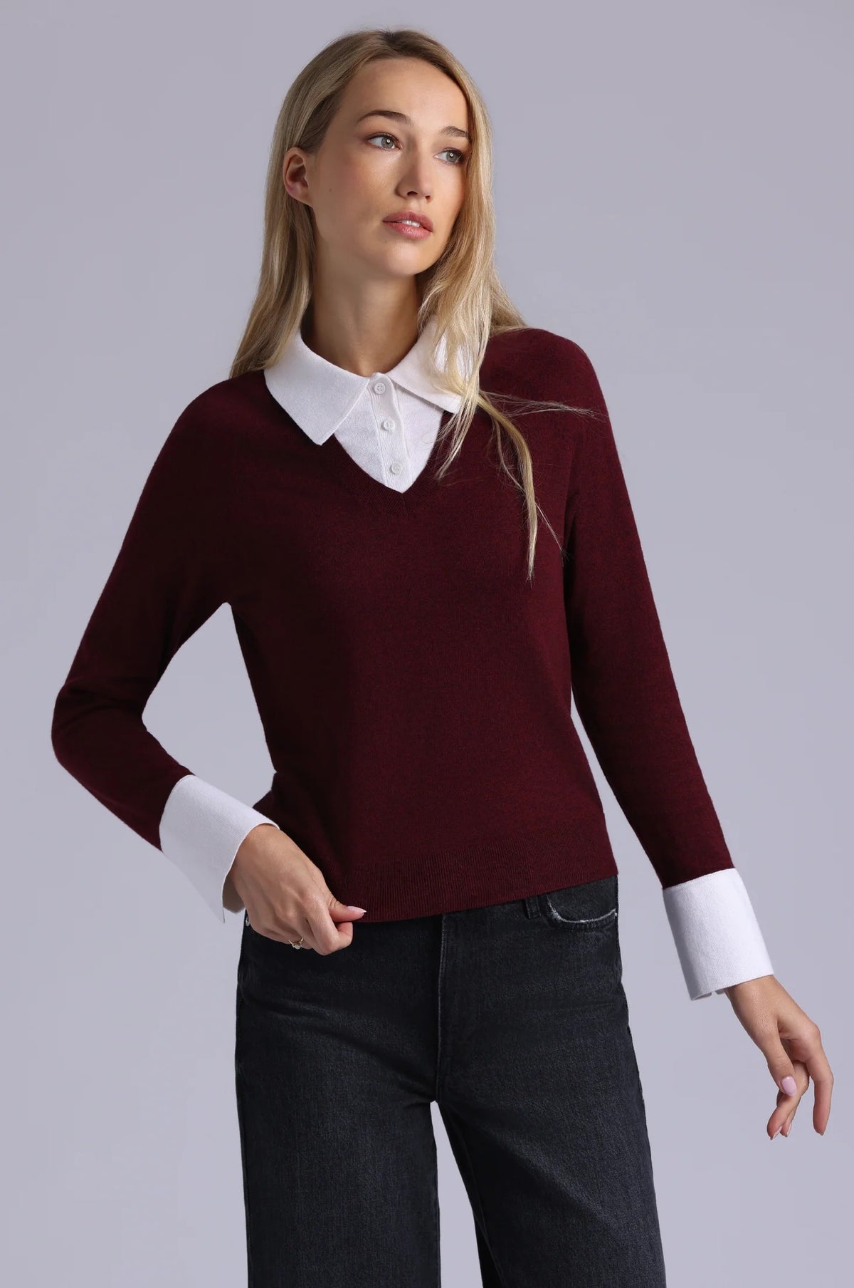 minnie rose layered polo bordeaux