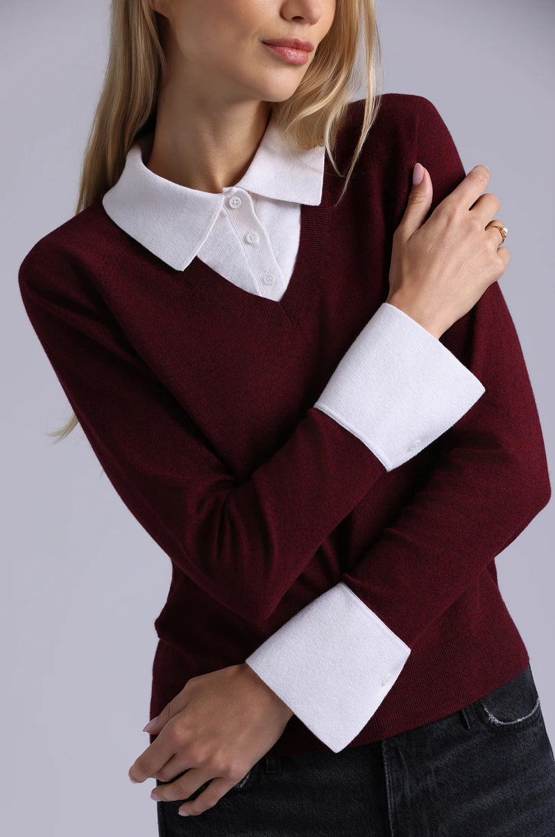 minnie rose layered polo bordeaux