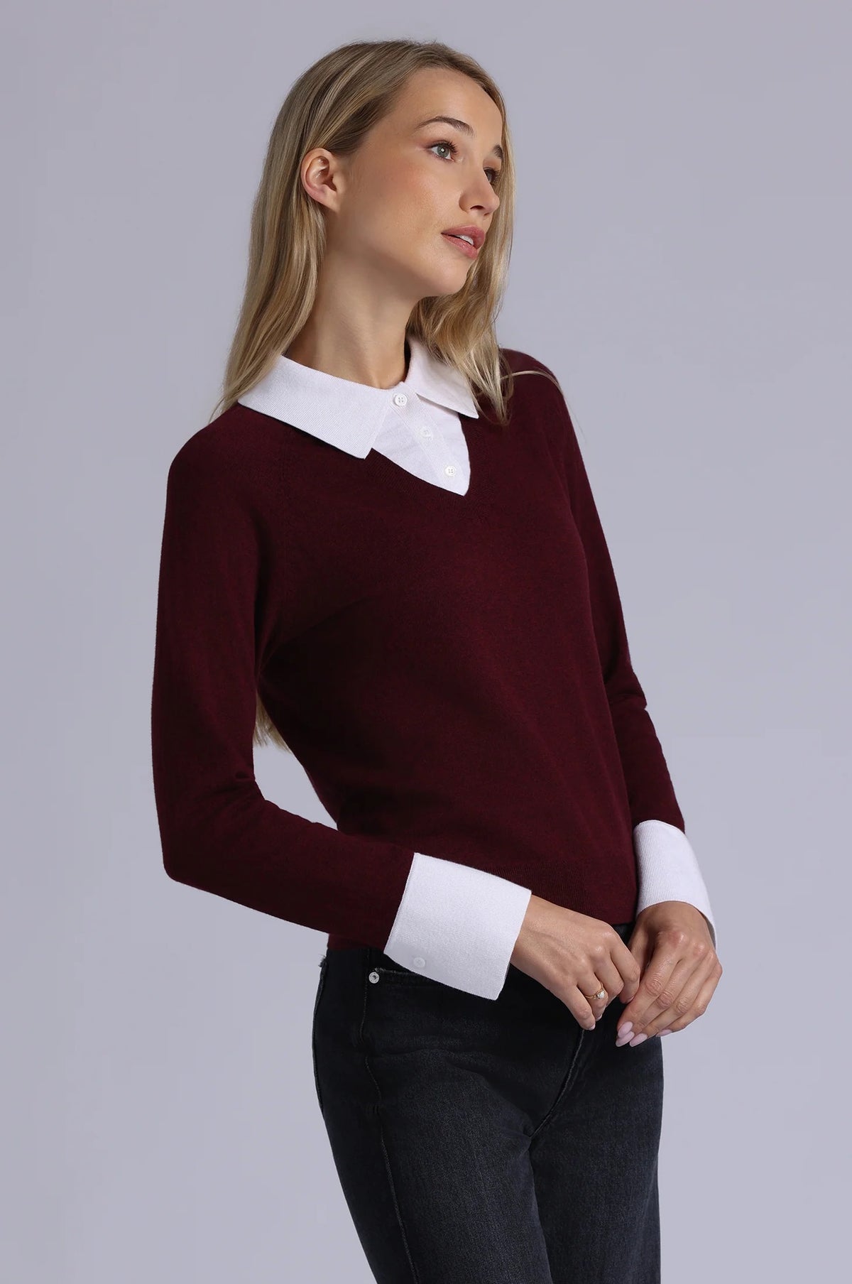 minnie rose layered polo bordeaux