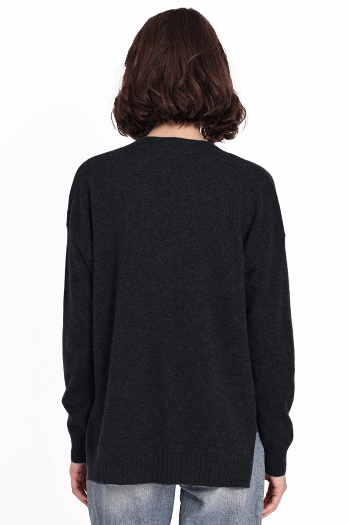 minnie rose cashmere long and lean v black
