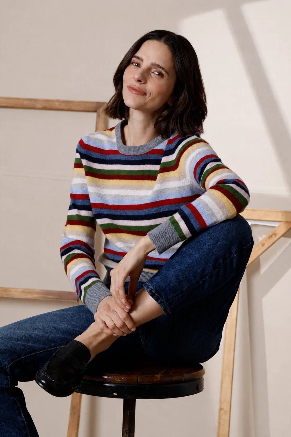 minnie rose long sleeve striped crew 